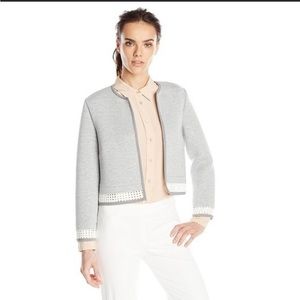 T Tahari Open Front Cropped Cardigan Grey